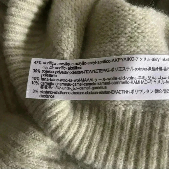 Zara Camel Wool Blend Cropped Turtleneck Sweater - Light Mint Green - Size M - Picture 7 of 9